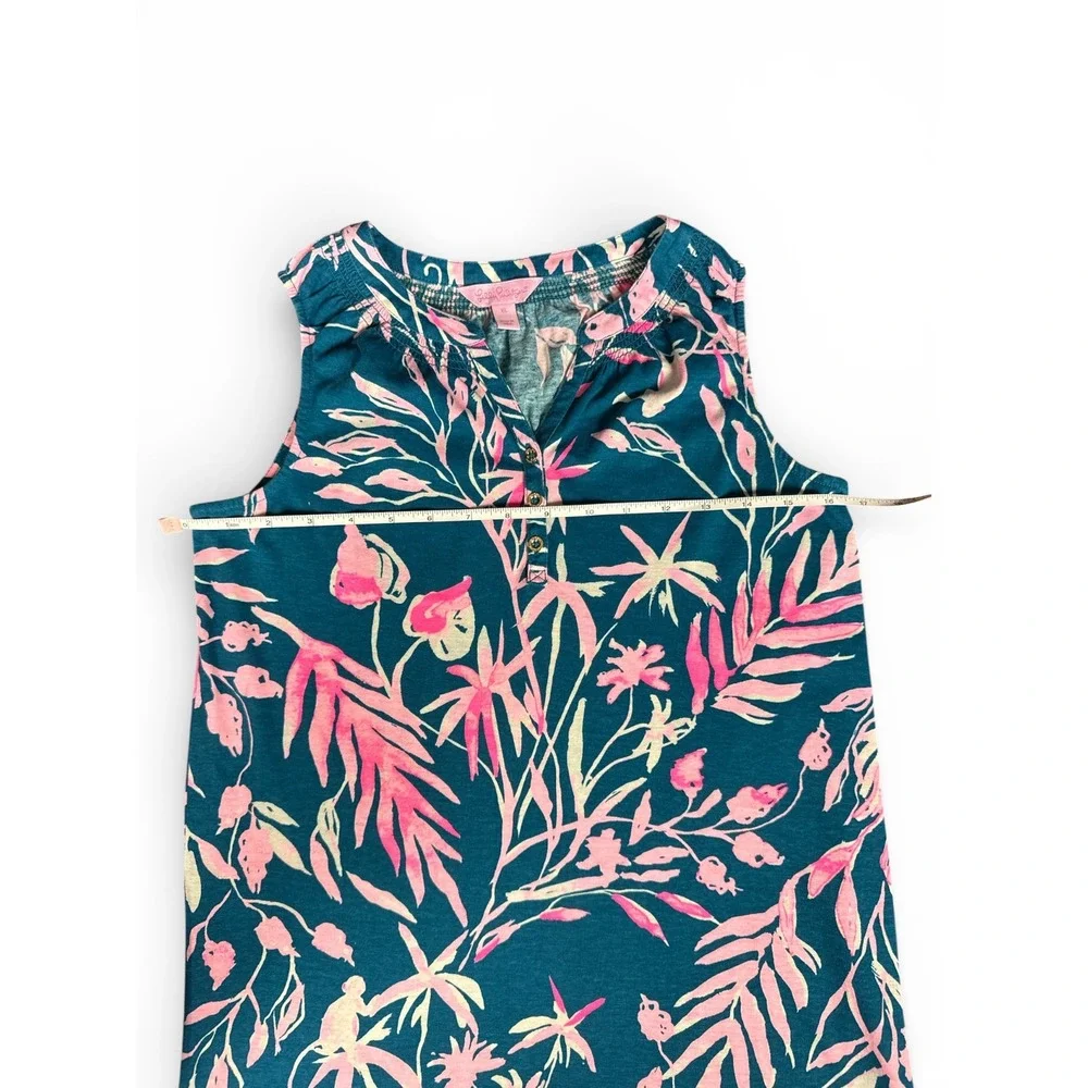 Lilly Pulitzer Girls Teal‎ Pink Tropical Print Shift Dress XL 12-14